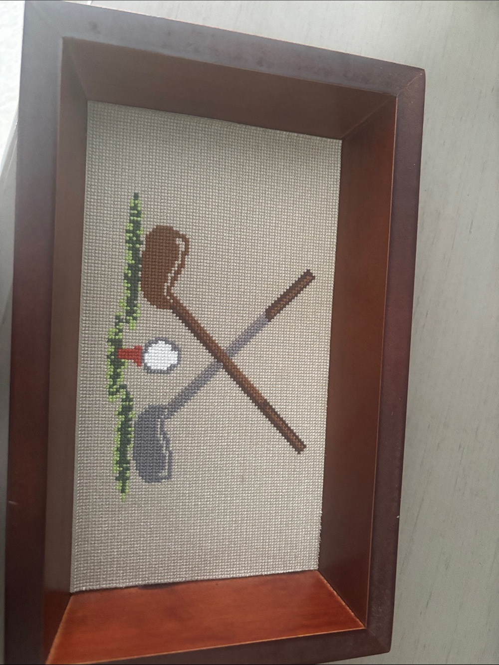 Needlepoint valet tray 
Golf theme